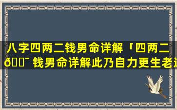 八字四两二钱男命详解「四两二 🐯 钱男命详解此乃自力更生老运名利双收之命」